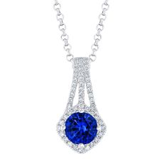 Le Vian Couture® Cornflower Sapphire™ and 1/4ctw Vanilla Diamonds® 18k Vanilla Gold® Pendant Necklace