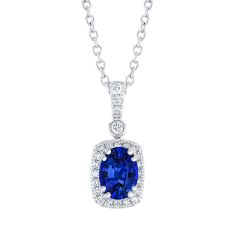 Le Vian Couture Cornflower Sapphire and 1/6ctw Vanilla Diamonds Platinum Pendant Necklace