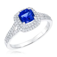 Le Vian Couture Cornflower Sapphire and 3/8ctw Vanilla Diamonds 18k Vanilla Gold Ring