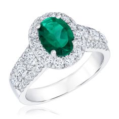 Le Vian Couture Costa Smeralda Emeralds and 1 1/4ctw Vanilla Diamonds 18k Vanilla Gold Ring