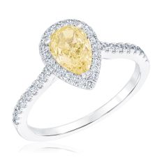 Le Vian Couture® Light Yellow Diamonds and 1/3ctw Vanilla Diamonds® Halo 18k Vanilla Gold® Ring