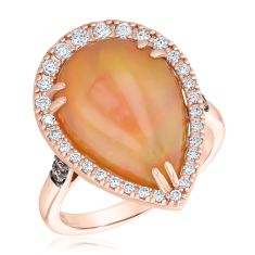 Le Vian Couture Neopolitan Opal 1/3ctw Vanilla Diamonds and 1/8ctw Chocolate Diamonds 18k Strawberry Gold Ring