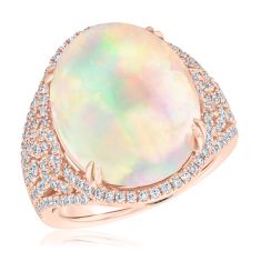 Le Vian Couture® Neopolitan Opal™ 3/4ctw Vanilla Diamonds® and 1/15ctw Chocolate Diamonds® 18k Strawberry Gold® Ring