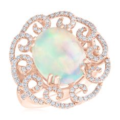 Le Vian Couture Neopolitan Opal 3/4ctw Vanilla Diamonds and 1/20ctw Chocolate Diamonds 18k Strawberry Gold Ring