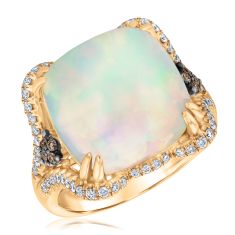 Le Vian Couture Neopolitan Opal 3/8ctw Vanilla Diamonds and 1/15ctw Chocolate Diamonds 14k Honey Gold Ring