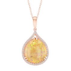 Le Vian Couture® Neopolitan Opal™ and 1/3ctw Vanilla Diamonds® 18k Strawberry Gold® Pendant Necklace