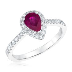 Le Vian Couture® Passion Ruby™ and 1/3ctw Vanilla Diamonds® Halo 18k Vanilla Gold® Ring