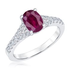 Le Vian Couture Passion Ruby and 1/3ctw Vanilla Diamonds Halo 18k Vanilla Gold Ring