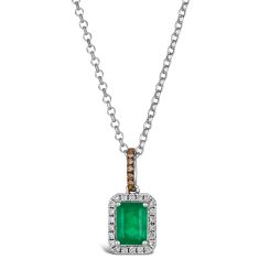 Le Vian® Emerald Costa Smeralda Emeralds™ 1/6ctw Chocolate Diamonds® and Nude Diamonds™ 14k Vanilla Gold® Pendant Necklace