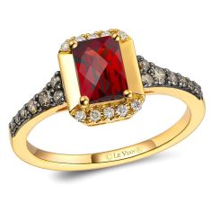 Le Vian® Emerald Raspberry Rhodolite® 1/3ctw Chocolate Diamonds® and Nude Diamonds™ 14k Honey Gold™ Ring