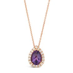 Le Vian Grape Amethyst and 1/3ctw Nude Diamonds 14k Strawberry Gold Pendant Necklace