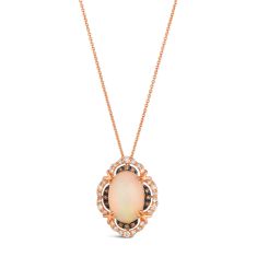 Le Vian Neopolitan Opal 1/4ctw Vanilla Diamonds and Chocolate Diamonds 14k Strawberry Gold Pendant Necklace