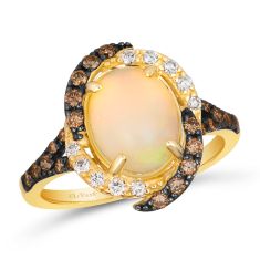 Le Vian Neopolitan Opal 3/8ctw Chocolate Diamonds and Vanilla Diamonds 14k Honey Gold Halo Ring