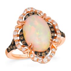 Le Vian® Neopolitan Opal™ 3/8ctw Vanilla Diamonds® and Chocolate Diamonds® 14k Strawberry Gold® Ring | Size 7