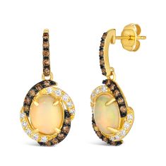 Le Vian Neopolitan Opal 5/8ctw Chocolate Diamonds and Vanilla Diamonds 14k Honey Gold Halo Earrings