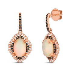 Le Vian® Neopolitan Opal™ 5/8ctw Vanilla Diamonds® and Chocolate Diamonds® 14k Strawberry Gold® Halo Earrings