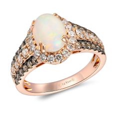 Le Vian Oval Neapolitan Opal 1ctw Chocolate Diamonds and Nude Diamonds Strawberry Gold Ring