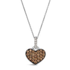 Le Vian 5/8ctw Chocolate Diamonds and Nude Diamonds 14k Vanilla Gold Heart Pendant Necklace
