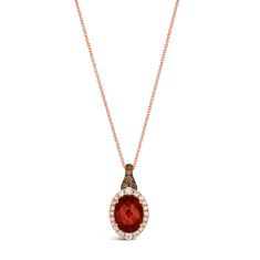 Le Vian® Pomegranate Garnet™ 1/3ctw Nude Diamonds™ and Chocolate Diamonds® 14k Strawberry Gold™ Pendant Necklace