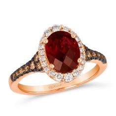 Le Vian® Pomegranate Garnet™ 3/8ctw Nude Diamonds™ and Chocolate Diamonds® 14k Strawberry Gold™ Ring | Size 7
