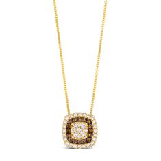 Le Vian® 1/2ctw Chocolate Diamonds® and Nude Diamonds™ Cluster 14k Honey Gold™ Pendant Necklace