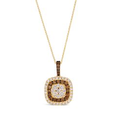 Le Vian® 1 3/8ctw Chocolate Diamonds® and Nude Diamonds™ Cluster 14k Honey Gold™ Pendant Necklace