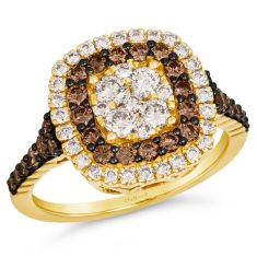 Le Vian® 1 3/8ctw Chocolate Diamonds® and Nude Diamonds™ Cluster 14k Honey Gold™ Ring