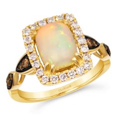 Le Vian® Cushion Neopolitan Opal™ 1/2ctw Chocolate Diamonds® and Nude Diamonds™ 14k Honey Gold® Ring