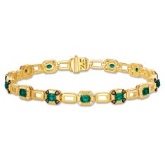 Le Vian Oval Costa Smeralda Emeralds 3/8ctw Chocolate Diamonds and Nude Diamonds 14k Honey Gold Bracelet