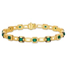 Le Vian® Oval Costa Smeralda Emeralds™ 3/8ctw Chocolate Diamonds® and Nude Diamonds™ 14k Honey Gold™ Bracelet