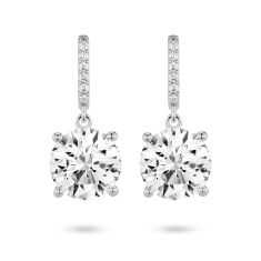 Lightbox 4ctw Round Brilliant Lab Grown Diamond White Gold Drop Earrings