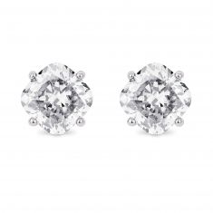 Lightbox 2ctw Cushion Lab Grown Diamond White Gold Solitaire Stud Earrings