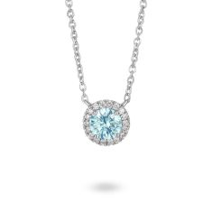 Lightbox 2ctw Lab Grown Blue Diamond Halo White Gold Pendant Necklace