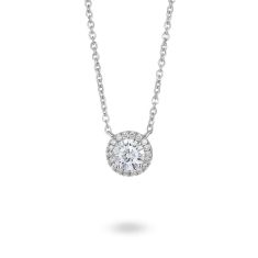 Lightbox 1ctw Lab Grown Diamond Halo White Gold Pendant Necklace