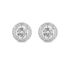 Lightbox 2ctw Lab Grown Diamond Halo White Gold Stud Earrings