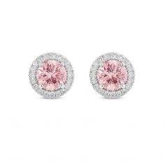 Lightbox 2ctw Lab Grown Pink Diamond Halo White Gold Stud Earrings