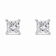 Lightbox 2ctw Princess Lab Grown Diamond White Gold Solitaire Stud Earrings