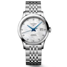 Longines Record Collection Mother of Pear Diamond Accent Dial Stainless Steel Bracelet Watch | 30mm | L23214876