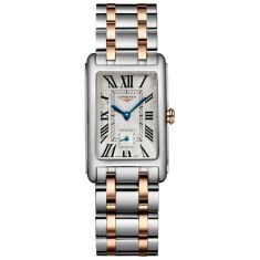Longines DolceVita Silver Dial Stainless Steel and 18k Pink Gold Cap Bracelet Watch 23.3 X 37.0mm - L55125717