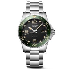 Longines Hydroconquest Black Dial Green Bezel Stainless Steel Watch | 41mm | L3.781.4.05.6