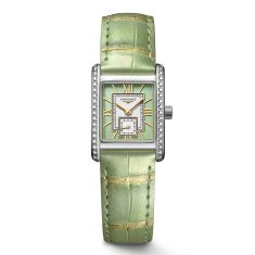 Longines Mini DolceVita Diamond Green Dial Leather Strap Watch | 21.50x29.00mm | L52000052
