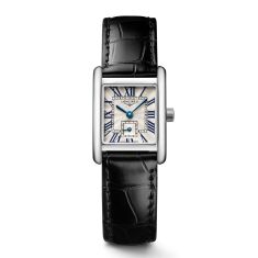 Longines Mini DolceVita Silver Dial Black Leather Strap Watch | 21.50x29.00mm | L52004712