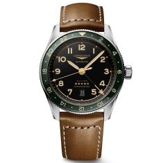Longines Spirit Zulu Time Anthracite Dial Brown Leather Strap Watch | 42mm | L3.812.4.63.2