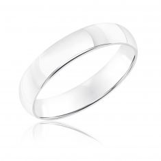image of Low Dome Comfort Fit 10k White Gold Wedding Band 4mm with sku:01-STLDIR040-G_00