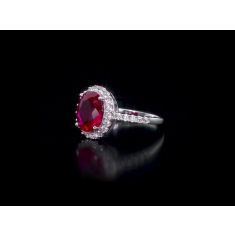 Oval Created Ruby and Created White Sapphire White Gold Cocktail Ring