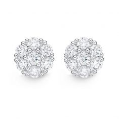 Mmoire Diamond Floral Stud Earrings 7/8ctw