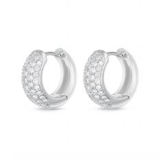 Mmoire Diamond Pav Huggie Hoop Earrings 3/4ctw
