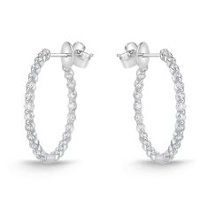 Mmoire Single-Prong Diamond Hoop Earrings 1ctw