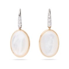 Marco Bicego 1/20ctw Diamond and Mother of Pearl Yellow Gold Hook Drop Earrings | Siviglia Collection