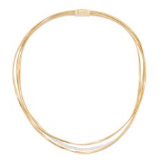 Marco Bicego 1/3ctw Diamond Two-Tone Yellow and White Gold Three Strand Necklace | Marrakech Collection